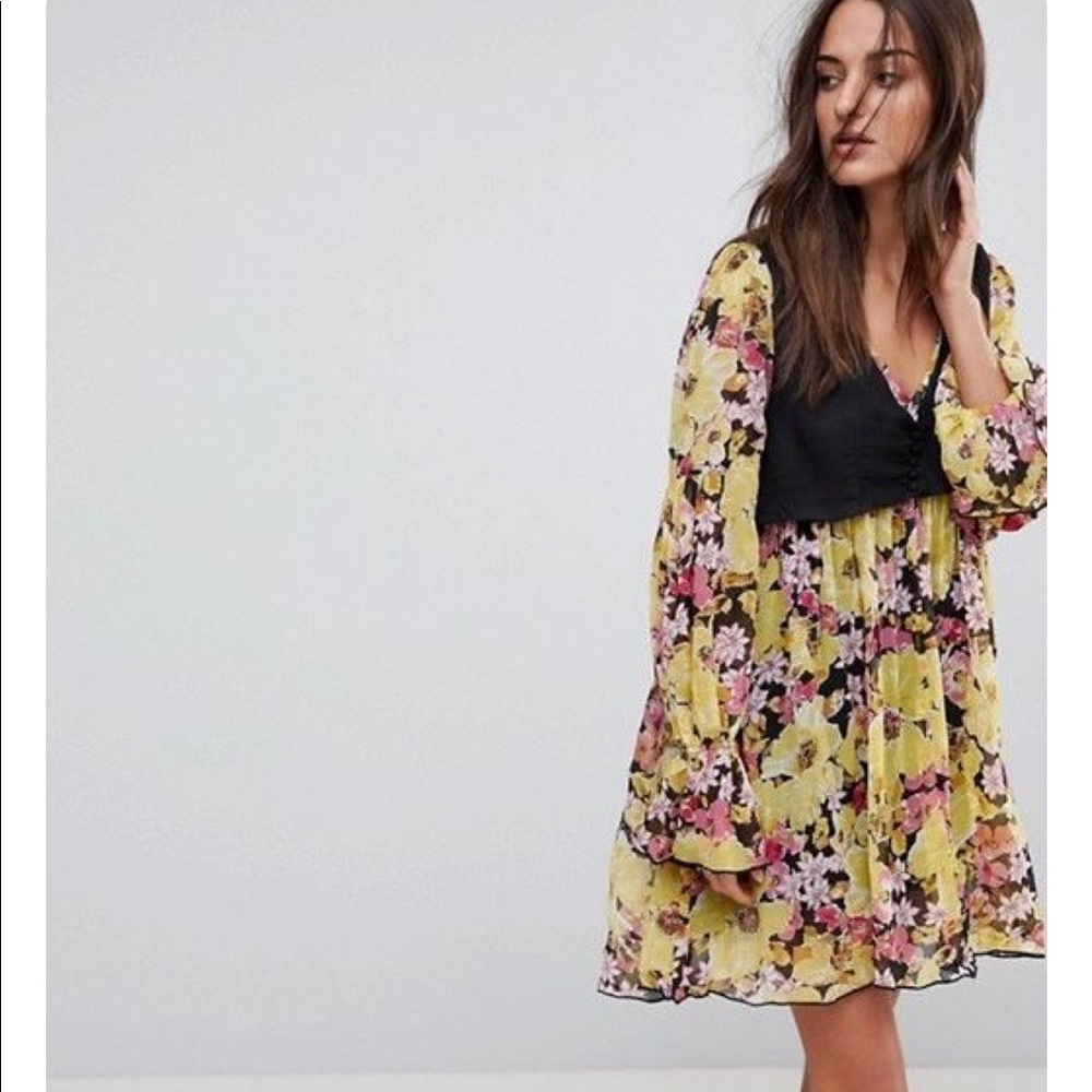 Alice FREE PEOPLE floral vest dress boho NWT L